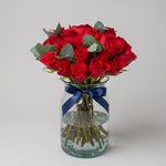 30 Topaz Roses In Vase