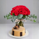 36 Red Roses in a Vase / Large Cappuccino Cake QRO