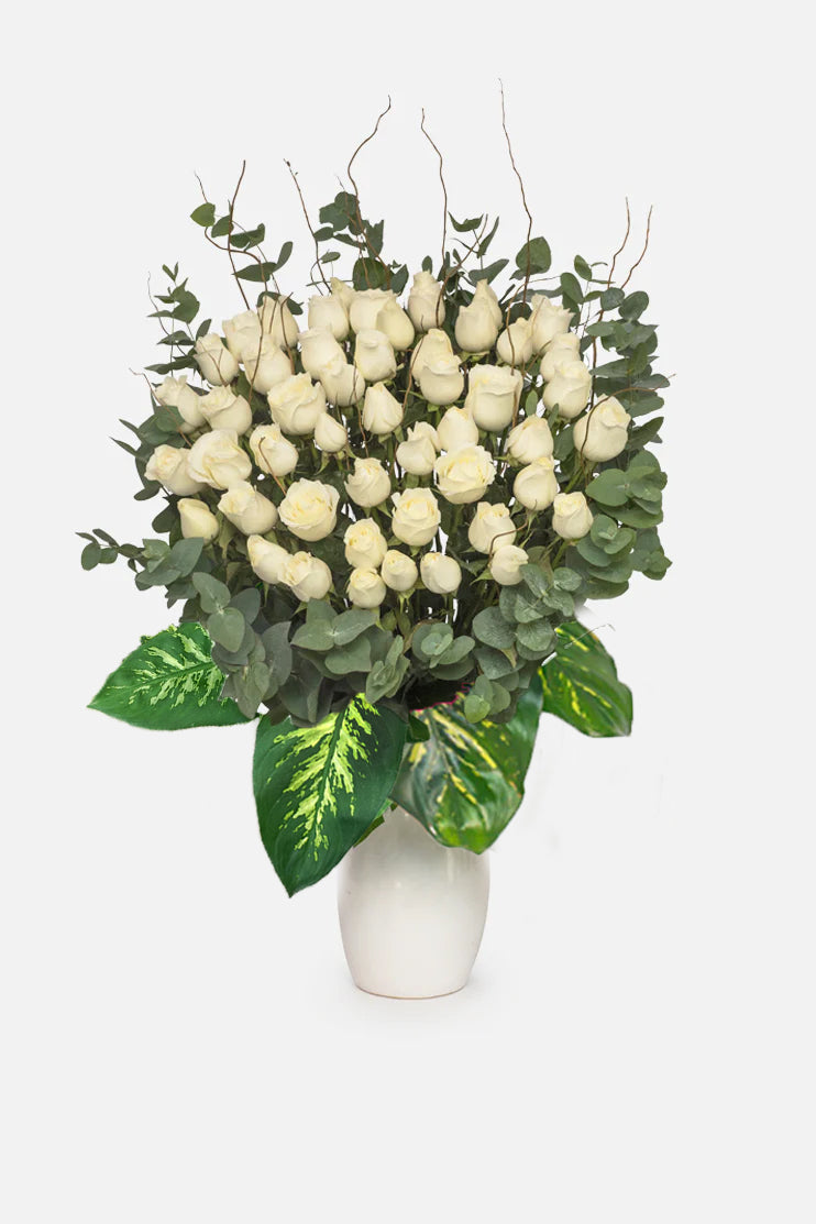 Arreglo Fúnebre - 50 Rosas Blancas | LolaFlora