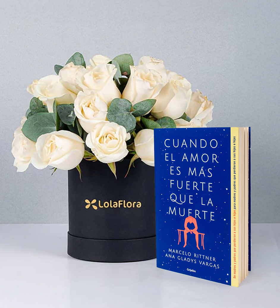 Libro + Caja de Rosas Blancas - Condolencias
