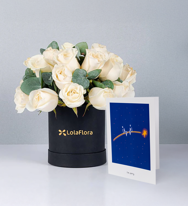 Tarjeta + Caja de Rosas Blancas - Condolencias