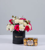 Claveles Blancos, Rosa Topacio En Caja Y Ferrero 16