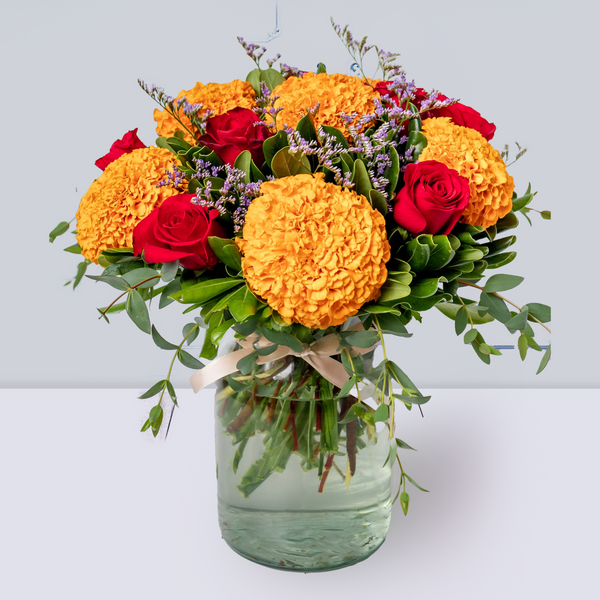 Fiesta Eterna - Cempasúchil y Rosa Roja | LolaFlora