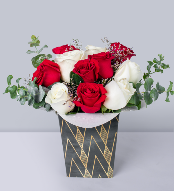 Red Roses and White Roses - Harlequin Box