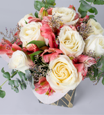 White Roses and Pink Alstroemeria - Harlequin Box