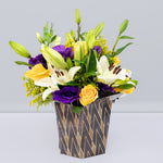 Arrangement of White Lilies with Yellow Roses