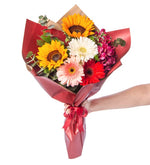 Girasol y gerberas de colores / ramo de burdeos (B)