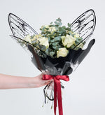 10 Rosas Blancas - En Ramo Mariposa