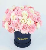 Claveles Blancos Y Rosas En Caja