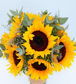 10 girasoles en un jarrón
