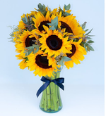 15 sunflowers in a vase