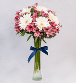 Gerberas Blancas Y Astromelias Rosas
