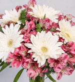 Gerberas Blancas Y Astromelias Rosas