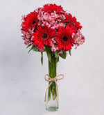 Gerberas Rojas Y Astromelias Rosadas