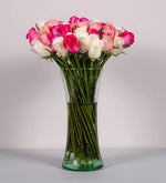 50 Rosas Rosadas y Blanco