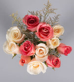 12 Rosas Blancas Y Rosadas Con Limonium