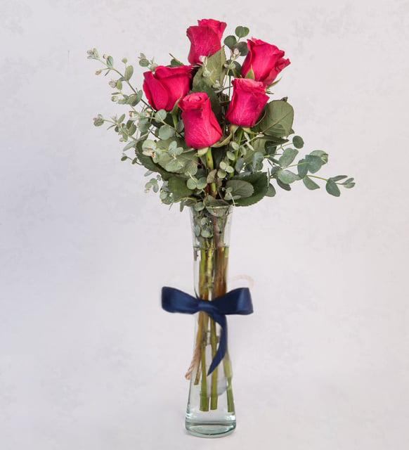 5 Rosas Topaz En Violetero