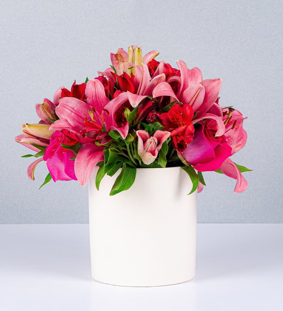 Maceta De Lily Rosas Y Rosas Topaz