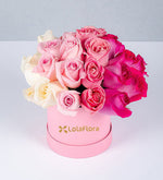 Caja Rosa Con Rosas En Gradiente