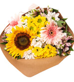 Ramo de Astromelias Rosas, Gerberas, Margaritas Blancas y Girasol