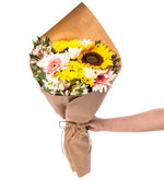 Ramo de Astromelias Rosas, Gerberas, Margaritas Blancas y Girasol