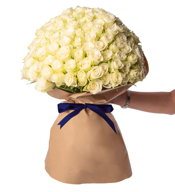 200 Rosas Blancas en Ramo Especial