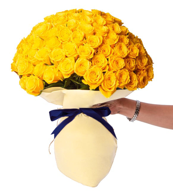 100 Yellow Roses in a Special Bouquet