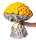 150 Yellow Roses in a Special Gray Bouquet