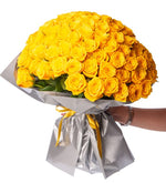 150 Yellow Roses in a Special Gray Bouquet