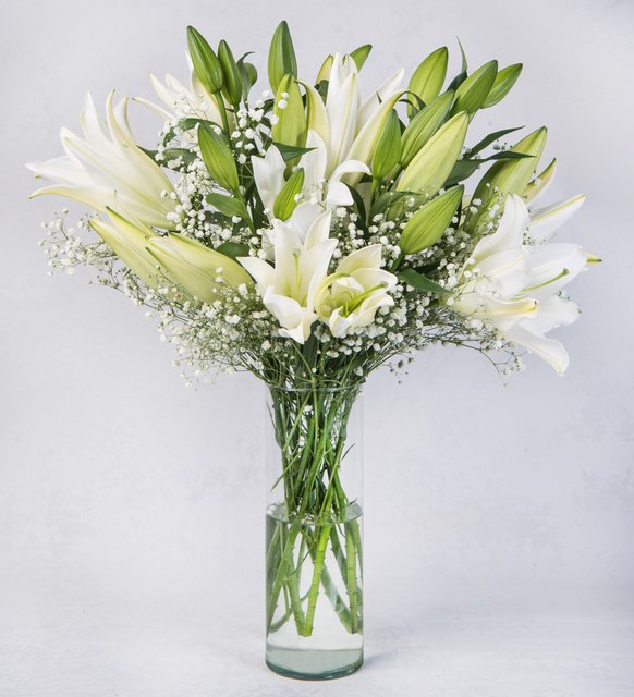 Lirios Blancos en Florero