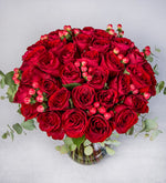 50 Rosas Rojas / En Jarrón Abombado (B)