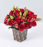Arrangement of Red Roses and Lilies
