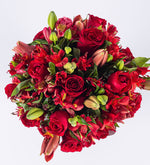 Arrangement of Red Roses and Lilies