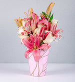 Pink Lily and White Rose Deco Box