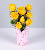 Deco Box with Yellow Roses and Limonium