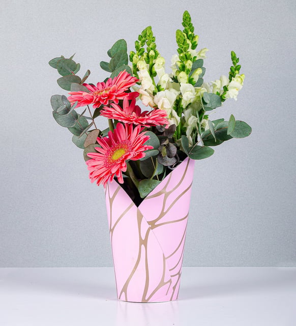 Deco Box Pink Gerbera and Puppies