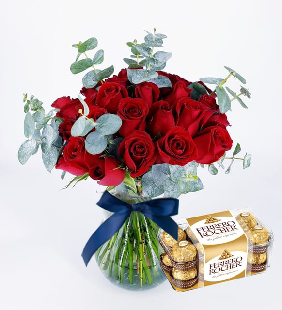 36 Rosas Rojas Y Bombones Ferrero