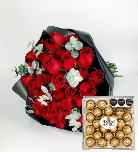 Ramo 40 Rosas Y Ferrero 24 Piezas