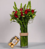 Rosas Rojas, Perritos, Astromelias Blancas Con Ferrero 16