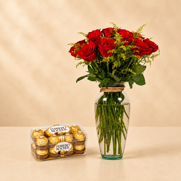 12 Rosas Rojas con Ferrero 16 - En Barcelo