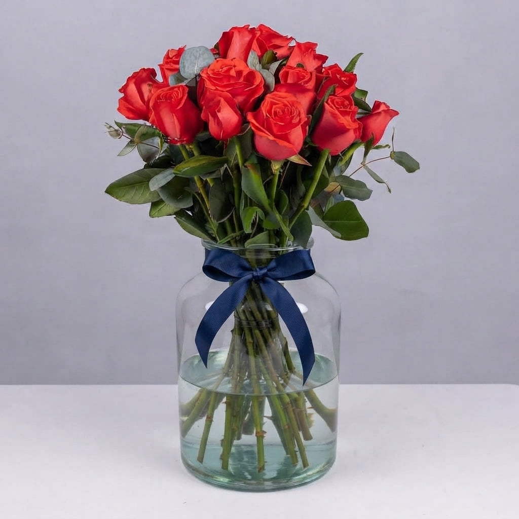 24 Red Roses in a Vase