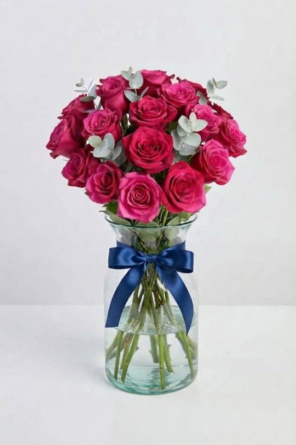 32 Rosas Topaz / En Florero (B)