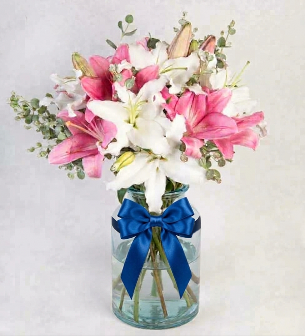 Mixed Lilies in Vase