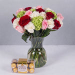 Pink Tones Roses Arrangement and Lindt Bitter