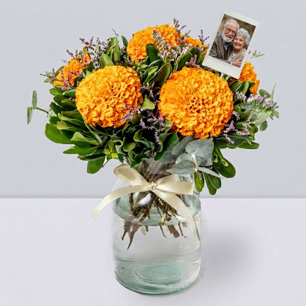 Camino de los Muertos - Cempasúchil Flores con Foto Personalizada | LolaFlora