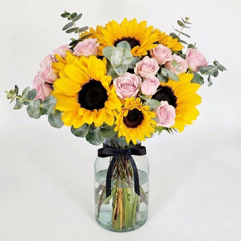 Sunflowers and Mini Roses