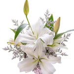4 Lirios Blancos con Limonium - En Caja Deco LolaFlora