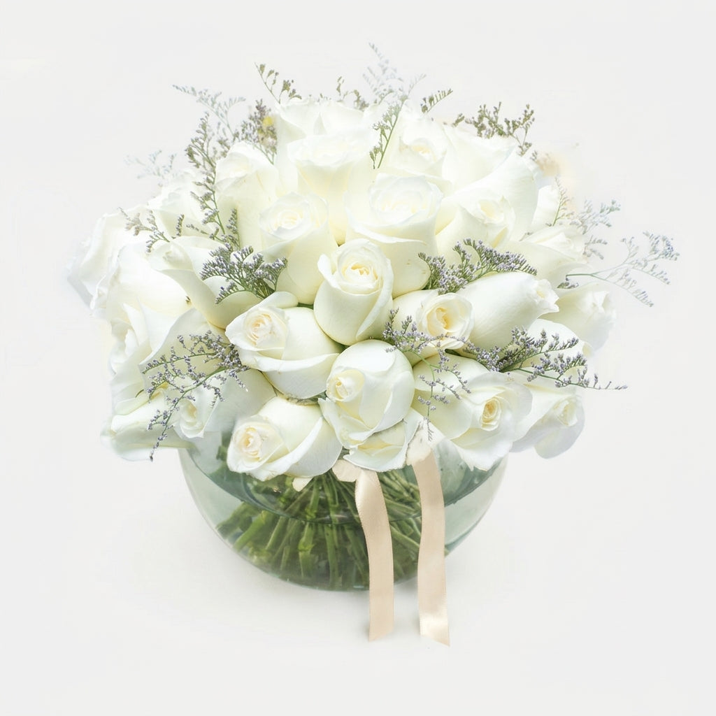 Para Siempre - Rosa Blanca en Pecera | LolaFlora