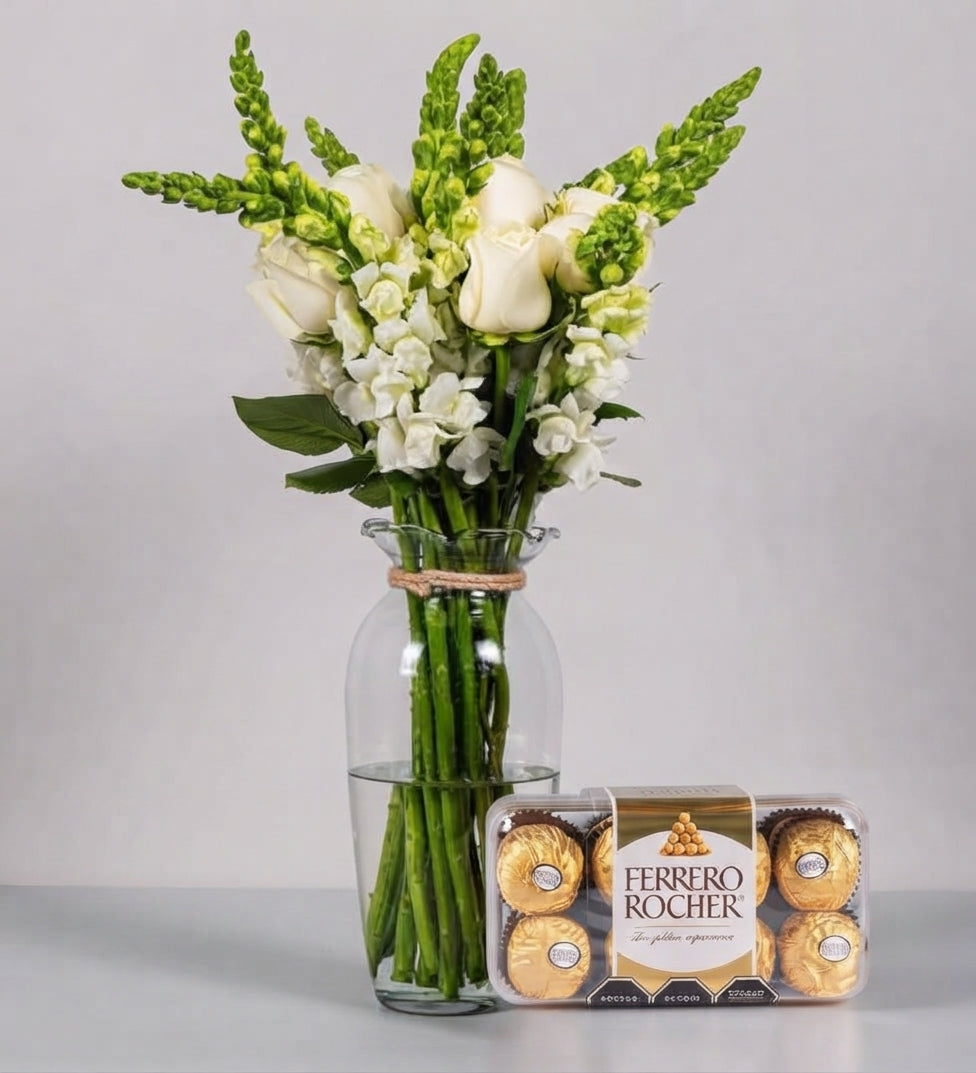 White Roses And Puppies With Lindt