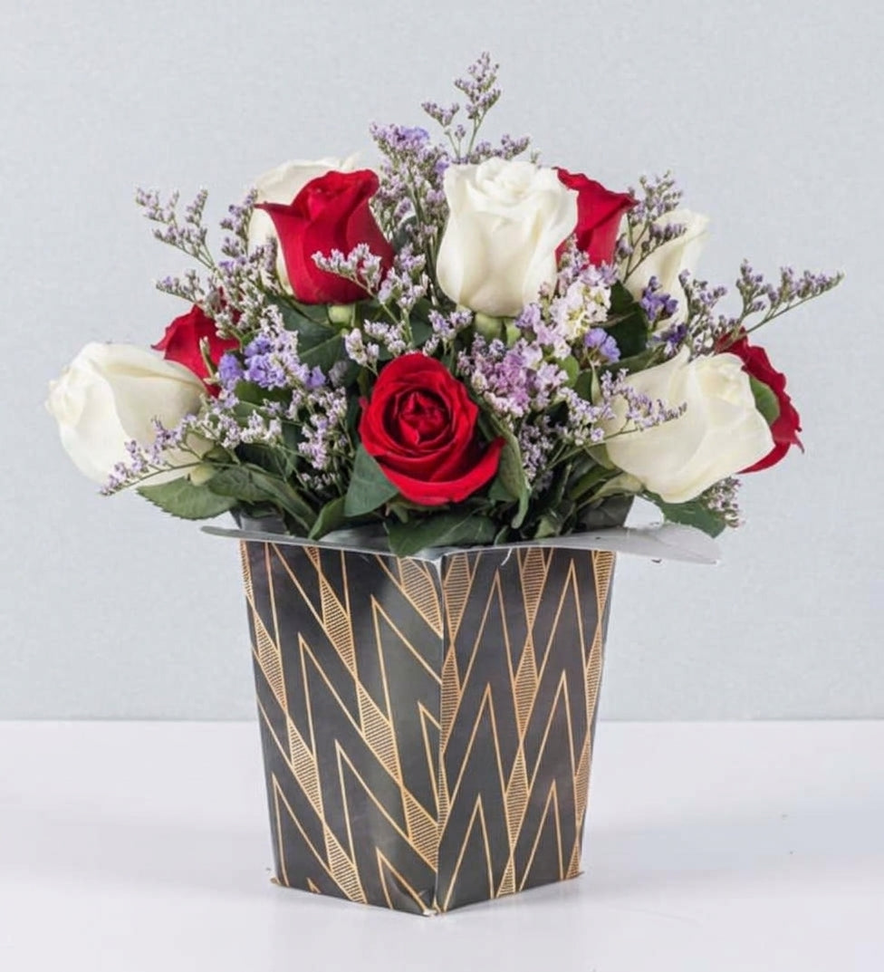 Red and white rose detail